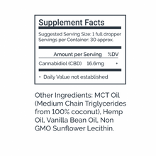 Load image into Gallery viewer, THC FREE CBD OIL TINCTURE -VANILLA
